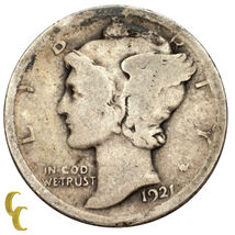 1921 Silver Mercury Dime 10C (Very Good, VG Condition) - $84.83