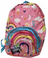Madison &amp; Dakota Rainbow &amp; Love Prints Pink Backpack - Adjustable Padded... - £15.48 GBP