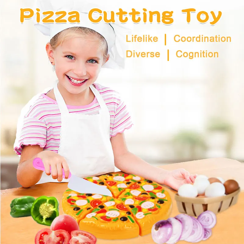 Play Play Kitchen Miniature Food Sets Plastic Pizza Cutting Play for Play Girl 3 - £23.18 GBP