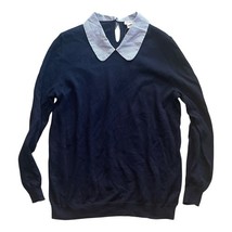 J.Crew Women’s Navy Sweater Striped Collar NWT Small 100% Cotton Pullover - $32.99