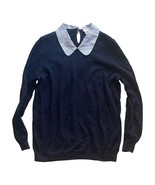 J.Crew Women’s Navy Sweater Striped Collar NWT Small 100% Cotton Pullover - $32.99