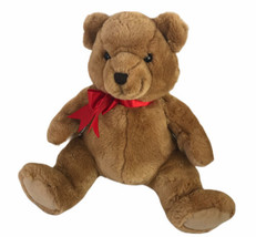 Dakin Brown Bear 13” Plush Red Ribbon Secret Pocket - $18.00