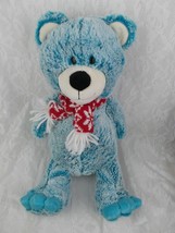 Animal Adventure Blue Teddy Bear White Red Scarf 17&quot; Plush Stuffed Anima... - $19.98