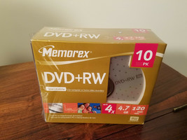 Memorex DVD+RW ReWritable Discs 4.7 GB 120 Minute Video 4X Pack of 10 (NEW) - £7.73 GBP