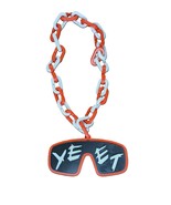 Red Jey Uso Yeet Glasses WWE Wrestling Necklace Chain 15&quot; Raised Texture... - $39.78 CAD