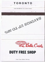 Matchbook Cover Duty Free Shop Toronto La Belle Creole 50% Savings - $1.97