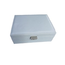  Jewelry Box Case Kendal 2 Trays White Leather Storage Organizer Lock LJT004 - $19.87