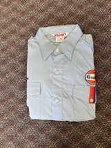 Gulf Oil Service Station Shirt vintage NOS 70s Mens Large chain stitch e... - £62.84 GBP
