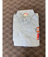 Gulf Oil Service Station Shirt vintage NOS 70s Mens Large chain stitch e... - £62.53 GBP
