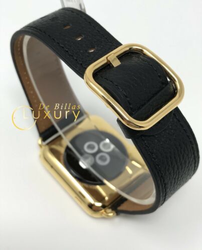 42MM Apple Watch 24K Gold Plated W/Black and Brown Leather Classic Buckle Gen 1 Item image 3