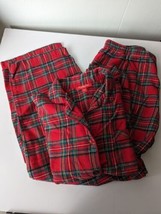 Macy&#39;s Women&#39;s Medium Pajamas Brinkley Plaid Red Family Pjs Button 2 Pc Set - £19.38 GBP