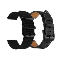 Galaxy Watch 5/4 Bands 44Mm 40Mm, 20Mm Leather+Nylon Bands Compatible Fo... - £23.28 GBP