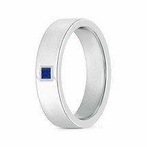 ANGARA Gypsy Set Square Sapphire Solitaire Wedding Band for Men in 14K Gold - £1,131.61 GBP