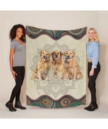 Funny Golden Dog Mandala Floral Art Fleece Blanket Christmas Gift For Do... - $59.35+