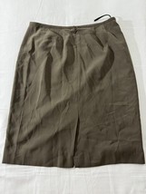 Kasper Women's Brown Rear Zip & Slit Pull-On Skirt Size 12P Measured Waist 32" image 2