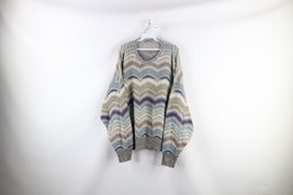 Vtg 90s Coogi Style Mens XL Ed Bassmaster Rainbow Linen Knit Crewneck Sweater - £54.34 GBP