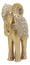 Feng Shui Royal Gold Ornate Resting Elephant Statue With Crystals And Glitters - £25.88 GBP