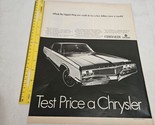Chrysler Newport Test Price a Chrysler Vintage Print Ad 1968 Biggest Thing - $5.98