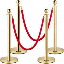 VEVOR Velvet Ropes and Posts, 5 ft Red Rope, Stainless Steel Gold Stanchion - €83,96 EUR