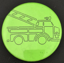 Fire truck Pin Button Vintage Neon Green - £10.40 GBP