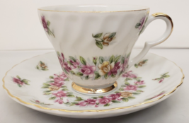 Lefton Vintage June Rose Hand Painted Porcelain Cup Saucer #2320 Circa 1949-1964 - £18.68 GBP