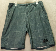 Quiksilver Board Shorts Men 34 Dark Teal Plaid Pockets High Rise Flat Fr... - £15.87 GBP