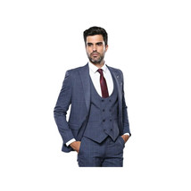 Men 3pc European Suit WESSI by J.VALINTIN Extra Slim Fit JV33 Navy Window Pane image 7