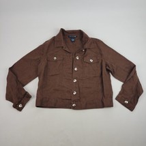 Saint Tropez West Brown Long Sleeve Linen Button Up Jacket Size Large - £18.78 GBP