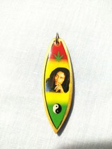 Reggae Music Bob Marley Photo Pot Leaf Yin Yang Wood Surfboard Pendant Necklace - £8.01 GBP