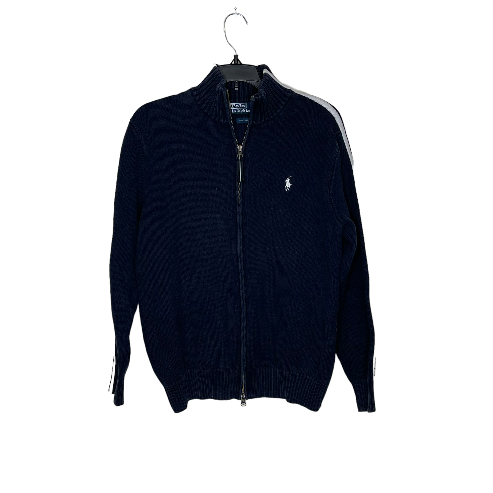 Primary image for Polo Ralph Lauren Full Zip Sweater Jacket Size Medium Navy White Sleeve Stripes