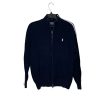 Polo Ralph Lauren Full Zip Sweater Jacket Size Medium Navy White Sleeve ... - £38.93 GBP