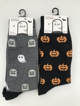 Funky Socks Mens Halloween Crew Pumpkins Ghosts RIP Graveyard Black Grey Fall - £14.94 GBP