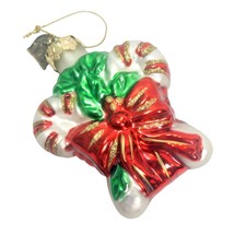Thomas Pacconi Museum Series Christmas Candy Canes Ribbon Glass Ornament 3&quot; - £10.33 GBP
