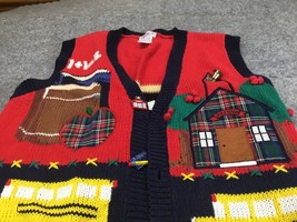 Vintage PBJ Sport Teacher ABC’s School Bus Theme Sweater Knit Vest LARGE - £34.99 GBP
