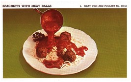 Vintage 1950 Spaghetti and Meatballs Print Cover 5x8 Crafts Food Decor - £8.21 GBP