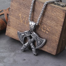 Wolf Raven Slavic Amulets Talismans Viking Odin Axe Necklace Pendant Men Jewelry - £13.39 GBP+