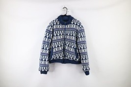Vintage 90s Streetwear Womens Small Distressed Reversible Sweater Bomber... - £35.57 GBP