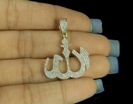 2Ct Real Moissanita Alá Árabe Colgante Charm 18&quot; Cadena 14K Plata Bañada en Oro - £156.50 GBP