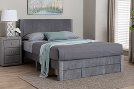 Donnica Modern Gray Pleated Velvet Queen Size Storage Bed - $3,985.99 MXN