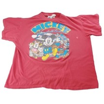 Vintage Mickey Mouse Tee Shirt One Size Single Stitch Red Mickey Vacatio... - $11.29