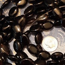 10mm X 14mm Oval BLACK Agate Beads 28+/- Per Strand - £4.58 GBP