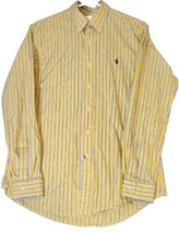 Vintage Ralph Lauren Mens Shirt Yellow Blue Stripe Button Down Custom Fi... - $21.95