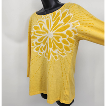 Old Navy Pullover Long Sleeve T-Shirt Top Women&#39;s Size Large Yellow Whit... - £11.15 GBP