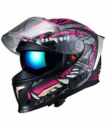 (M, Glossy Pink) Full Face Motorcycle Helmet, Street Bike Helmet with Cl... - $8,019.00 MXN
