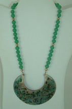 Vtg Necklace Inga Green Enamel On Copper MCM Mod art to wear statement a... - £23.65 GBP