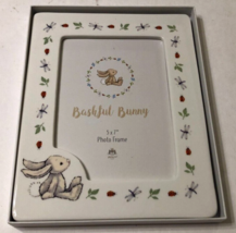 Bashful Bunny White Ceramic Photo Frame Jellycat 5&quot; x 7&quot; PF4BBUS Baby Pi... - $14.84