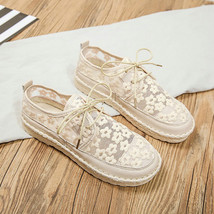 Summer New Forest Art Casual White Shoes For Girls Lace Embroidery Female Comfor - £25.47 GBP