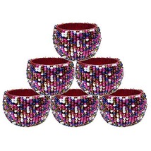 Prisha India Craft Beaded Napkin Rings Set of 6 colorful - 1.5 Inch in Size-Perf - £19.86 GBP
