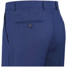 Men's Renoir Flat Front Suit Separate Pants Slim Fit Slacks 201-20 R. Blue image 3