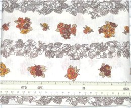 RUST TAN &amp; BROWN FLORAL on ECRU Cotton Poly TEE KNIT Fabric 60&quot; wide x 1 yd - $5.00